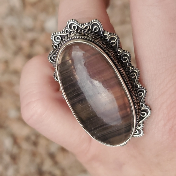New Oversized Fluorite 925 Silver Ring. - Picture 10 of 16